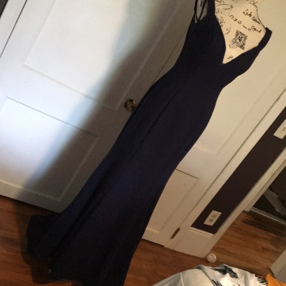Navy blue size 12 Zoey Grey black tie gown